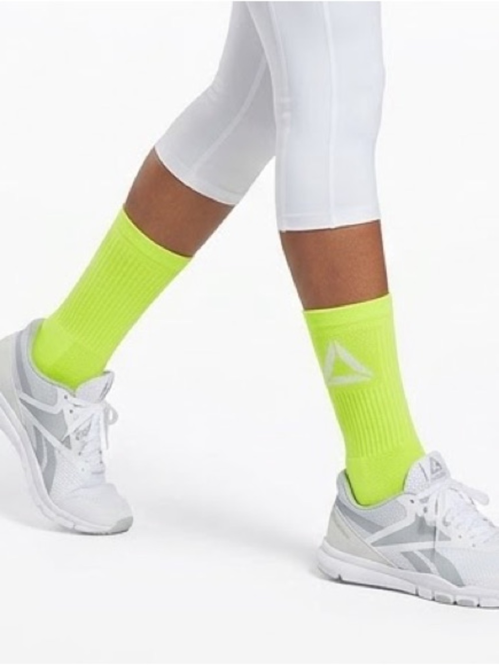 NWT Reebok All Sport Neon Yellow Athletic Crew Socks Size M (Wmn 5-10 / Yth 4-8)